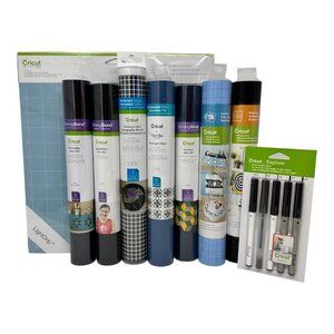 Cricut Lot Vinyl Stencil Mat Pen Set Iron On Sport Flex Bundle Gift Set Blue